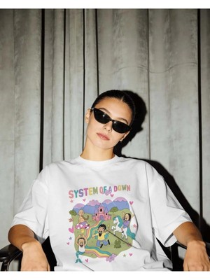 Buzagi Unisex Tişört System Of A Down Beyaz