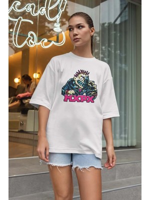 Buzagi Unisex Oversize Tişört Mxpx Beyaz