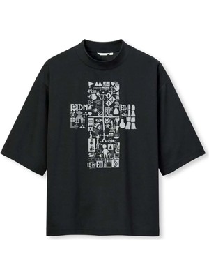 Buzagi Unisex Oversize Tişört Depeche Mode Dijital Baskı Siyah