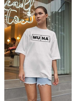 Buzagi Unisex Oversize Tişört Muna Beyaz