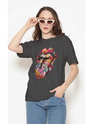 Buzagi Unisex Tişört Rolling Stones Siyah