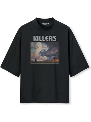 Buzagi Unisex Oversize Tişört The Killers Dijital Baskı Siyah