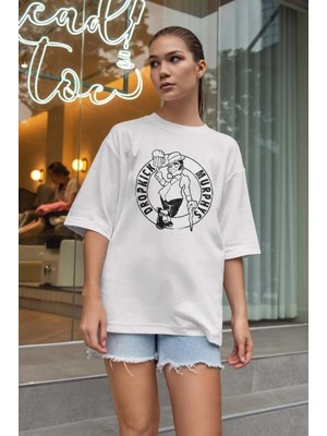 Buzagi Unisex Oversize Tişört Dropkick Murphys Beyaz