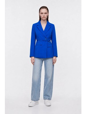 Hakke Aksesuar Detaylı Dokuma Blazer Ceket