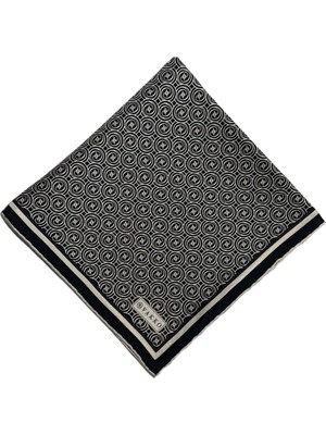 Vakko Tivil Monogram Eşarp 41408-SIYAH Ekru