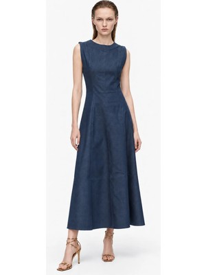 Hakke Kadın Kolsuz Kloş Denim Maxi ELBİSE