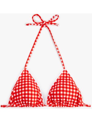 Koton Koton x Sibil Çetinkaya -  Pötikare Desenli Üçgen Bikini Üstü
