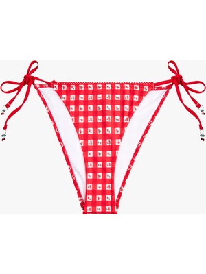 Koton Koton x Sibil Çetinkaya - Charm Detaylı Pötikareli Kiraz Baskılı Bikini Altı