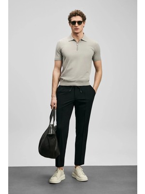 Lufian Lufıan Simon Erkek Slim Fit Esnek Örme Jogger Pantolon Siyah