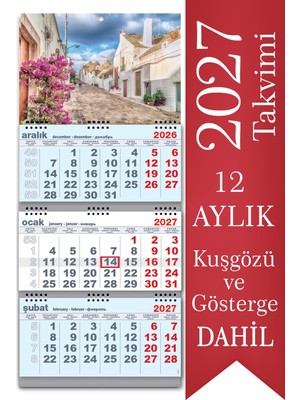 Sticker Art 2027 Büyük Boy Gemici Takvimi Denizci Duvar Takvimi Mavi Renk 33x77,5 cm