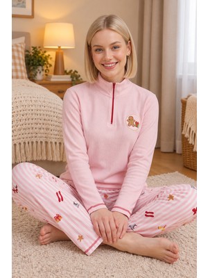 Wordex Mırano 3106 Waffle Soft Kumaş Fermuar Detaylı Spor Eşofman Kadın Pijama Takım
