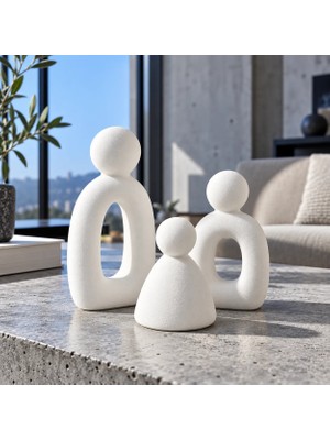 3’lü Set Soyut Aile Figürü – Modern Dekoratif Heykel