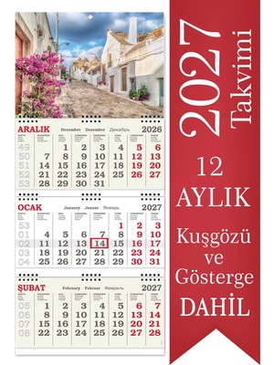 Sticker Art 2027 Orta Boy Kuşe Gemici Takvimi Denizci Duvar Takvimi 31x70 cm