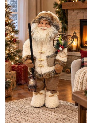 BeySüS Fenerli Dekoratif Noel Baba Krem-Kahverengi 60 cm