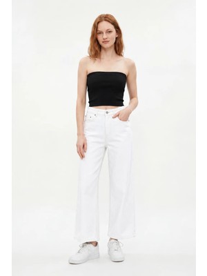 Hakke Yüksek Bel Wide Leg Jean Pantolon