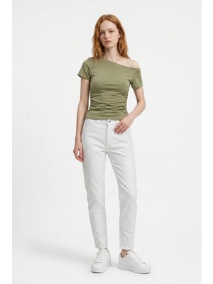 Hakke Önü Taşlı Mom Jean Pantolon