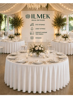 İlmek Kırık Beyaz Masa Örtüsü / Jarse Kumaş - Restoran, Otel, Düğün Salonu ve Organizasyonlar için
