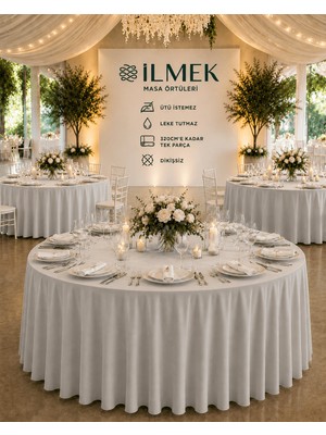 İlmek Taş Rengi Masa Örtüsü / Jarse Kumaş - Restoran, Otel, Düğün Salonu ve Organizasyonlar için