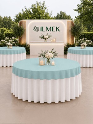 İlmek Turkuaz Premium Masa Örtüsü Kapağı - Restoran, Otel, Düğün Salonu ve Organizasyonlar için