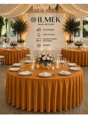 İlmek Tarçın Kahvesi Masa Örtüsü / Jarse Kumaş - Restoran, Otel, Düğün Salonu ve Organizasyonlar için