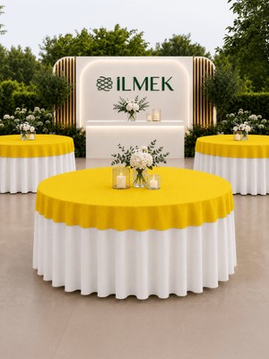 İlmek Limon Premium Masa Örtüsü Kapağı - Restoran, Otel, Düğün Salonu ve Organizasyonlar için