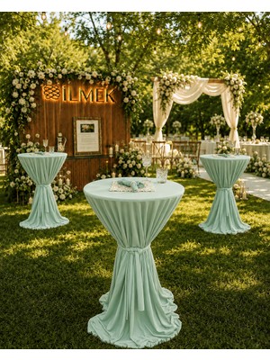 İlmek Açık Mint Bağlamalı Bistro Masa Örtüsü - Restoran, Otel, Düğün Salonu ve Organizasyonlar için