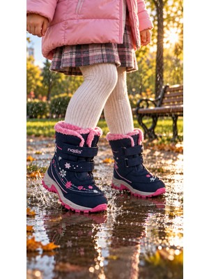 Minibonito **kız Çocuk Cırt Cırtlı Içi Kürklü Kar Botu – Kışlık Sıcak Tabanlı Bot**