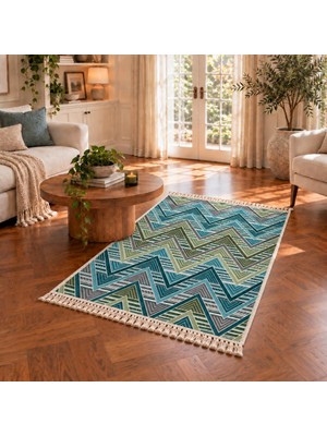Bigghome Çift Taraflı Kilim 80*150 cm SA26OP Makinede Yıkanabilir Modern Desenli