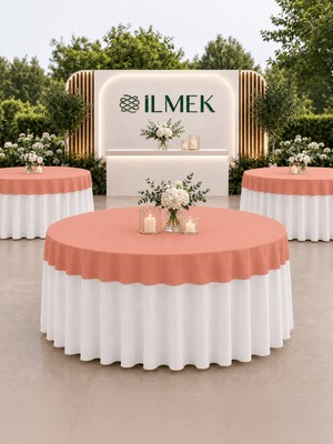 İlmek Gül Kurusu Premium Masa Örtüsü Kapağı - Restoran, Otel, Düğün Salonu ve Organizasyonlar için