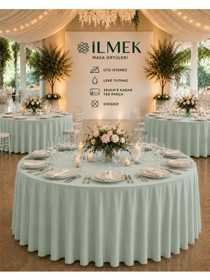 İlmek Açık Mint Masa Örtüsü / Jarse Kumaş - Restoran, Otel, Düğün Salonu ve Organizasyonlar için
