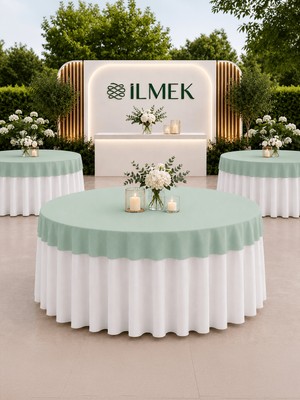 İlmek Açık Mint Premium Masa Örtüsü Kapağı - Restoran, Otel, Düğün Salonu ve Organizasyonlar için