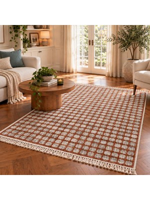 Bigghome Çift Taraflı Kilim 120*180 cm SA26EK Makinede Yıkanabilir Modern Desenli
