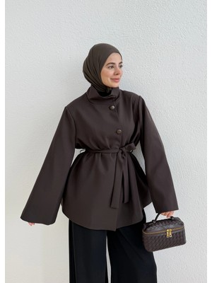 Moda Aksa DİK YAKA DÜĞMELİ CEKET KAHVE