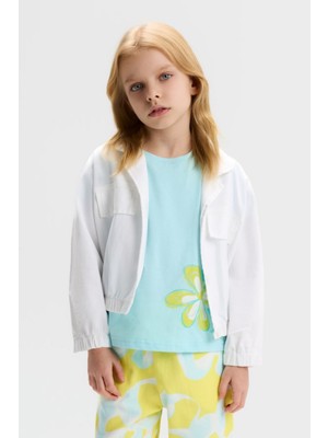 Nk Kids Kız Çocuk 4-8 Yaş Tensel Kumaş Mevsimlik Ceket Beyaz