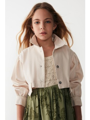 Nk Kids Kız Çocuk Crop Mevsimlik Ceket 36704 Krem