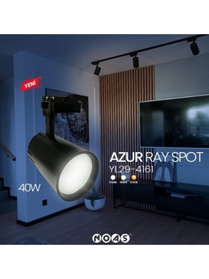 ZMR Noas 40W Siyah Kasa Ray Spot Armatürü 6500K Beyaz Işık