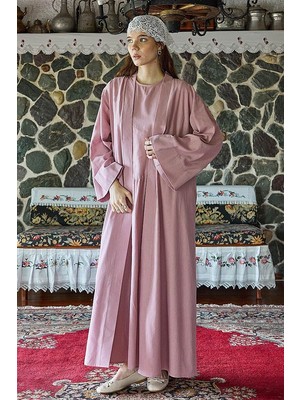 Zülays Belden Bağlamalı Abaya Pembe
