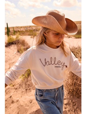 Mayoral Kız Çocuk 8-18 Yaş Nakışlı Mevsimlik Sweatshirt Krem
