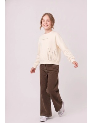 Nk Kids Kız Çocuk 8-14 Yaş Inci Detaylı Sweatshirt Krem
