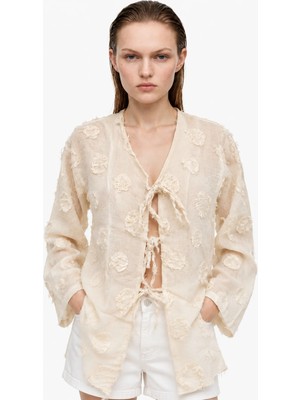 Hakke Püsküllü Bağlamalı Kadın Kesme Kimono