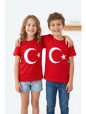 Mojo Bebek Mojo Unisex S, M, L, Xl Türk Bayrağı Kısa Kol T-Shirt 9845 Kırmızı