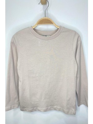 Woorage Unisex Çocuk 5-14 Yaş Bisiklet Yaka Basic T-Shirt Bej