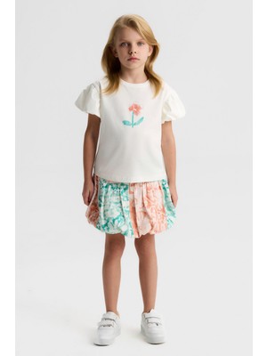 Nk Kids Kız Çocuk 4-8 Yaş Gelincik Baskılı T-Shirt Ekru