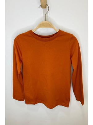 Woorage Unisex Çocuk 5-14 Yaş Bisiklet Yaka Basic T-Shirt Kiremit