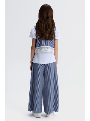 Nk Kids Kız Çocuk 8-14 Yaş Marin Desen Fistolu Crop Yelek Lacivert