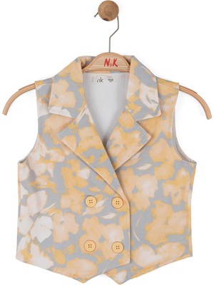 Nk Kids Kız Çocuk 8-14 Yaş Soyut Çicek Baskılı Yelek Sarı