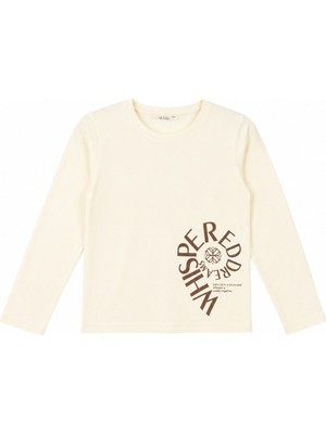 Nk Kids Kız Çocuk 8-14 Yaş Desenli Uzunkol Body Krem