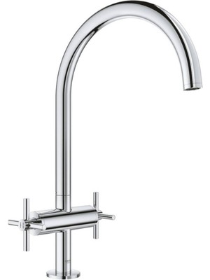 Grohe - Atrio New Çift Kumandalı C Çıkışlı Eviye Bataryası Krom - Outlet - G30362000-