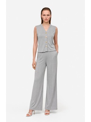 Hakke Çimalı Bol Paça Pantolon Ve Yelek TAKIM