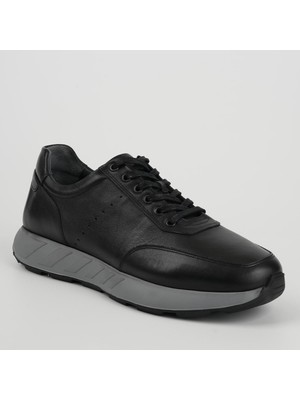 Fosco Hakiki Deri Sneaker Erkek Ayakkabı Siyah 3218 686